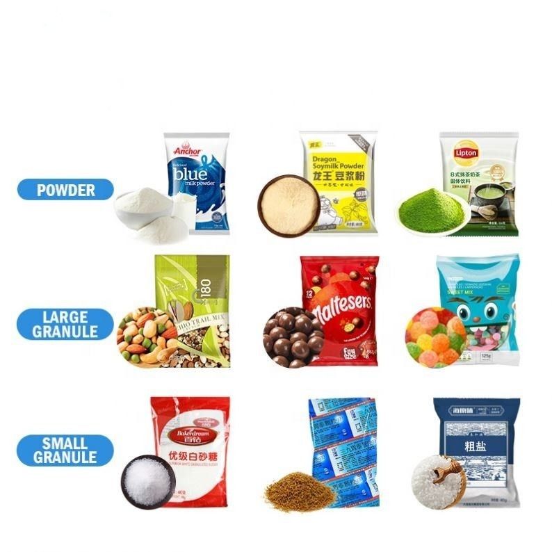 Mesin kemasan otomatis untuk industri makanan dan minuman 60-100 kantong Kapasitas Motor PLC Gear