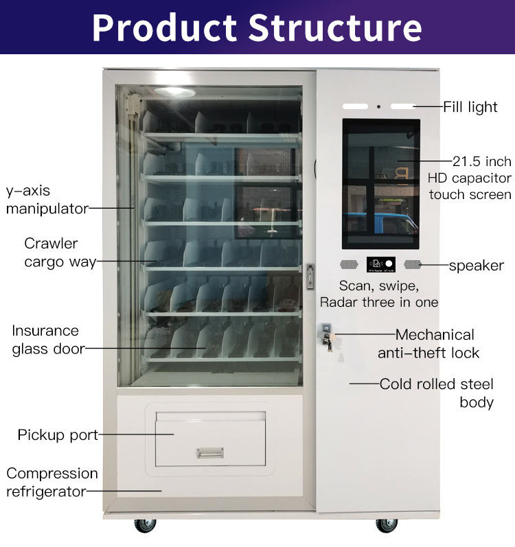 Indoor Free Standing Smart Advertising LCD Display Vending Machine Dengan Custom Touch Screen UI, Digital yang Dikelola dari Jauh