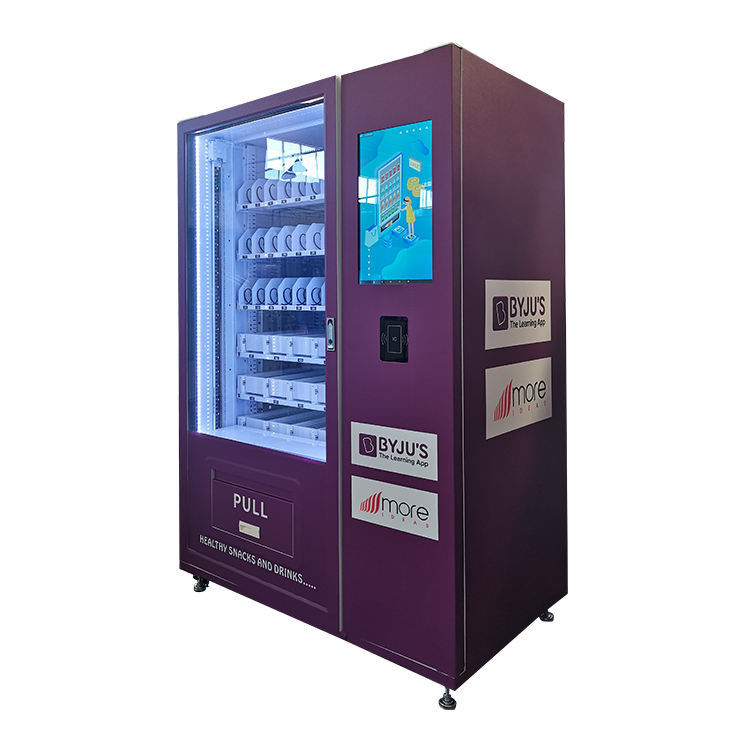 High Tech Auto Open Door Snack Cold Drink Lift Vending Machine Dengan Spiral Dan Dorong Langsung
