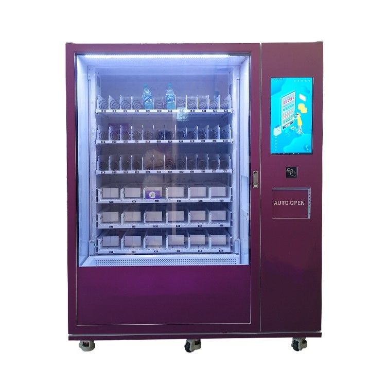 High Tech Auto Open Door Snack Cold Drink Lift Vending Machine Dengan Spiral Dan Dorong Langsung