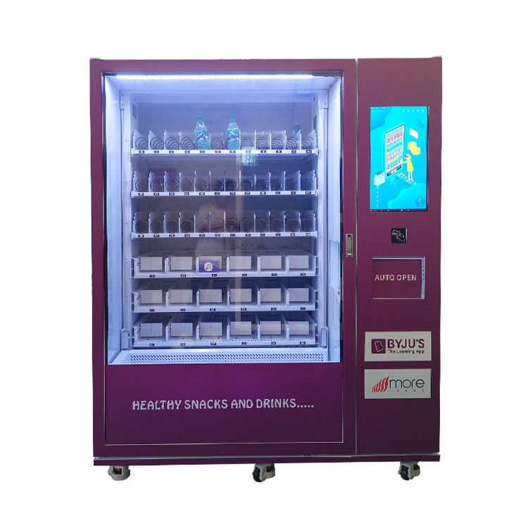High Tech Auto Open Door Snack Cold Drink Lift Vending Machine Dengan Spiral Dan Dorong Langsung