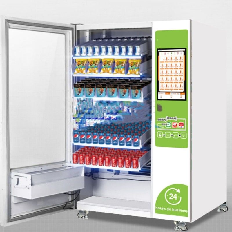 24 jam Self Service Otomatis layar sentuh Combo Minuman Makanan ringan Mesin Penjual Kendara Distributor Vendor Otomatis