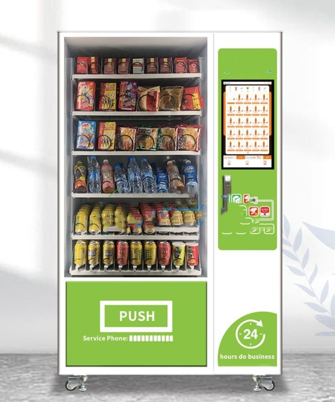 24 jam Self Service Otomatis layar sentuh Combo Minuman Makanan ringan Mesin Penjual Kendara Distributor Vendor Otomatis